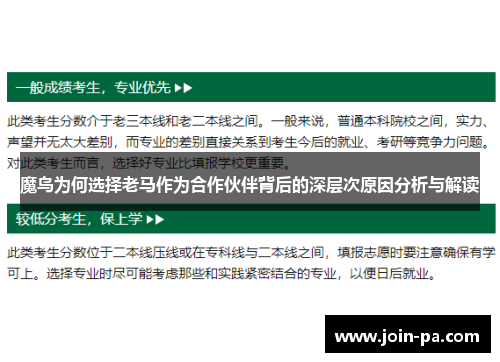魔鸟为何选择老马作为合作伙伴背后的深层次原因分析与解读